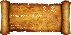Kempfner Kálmán névjegykártya